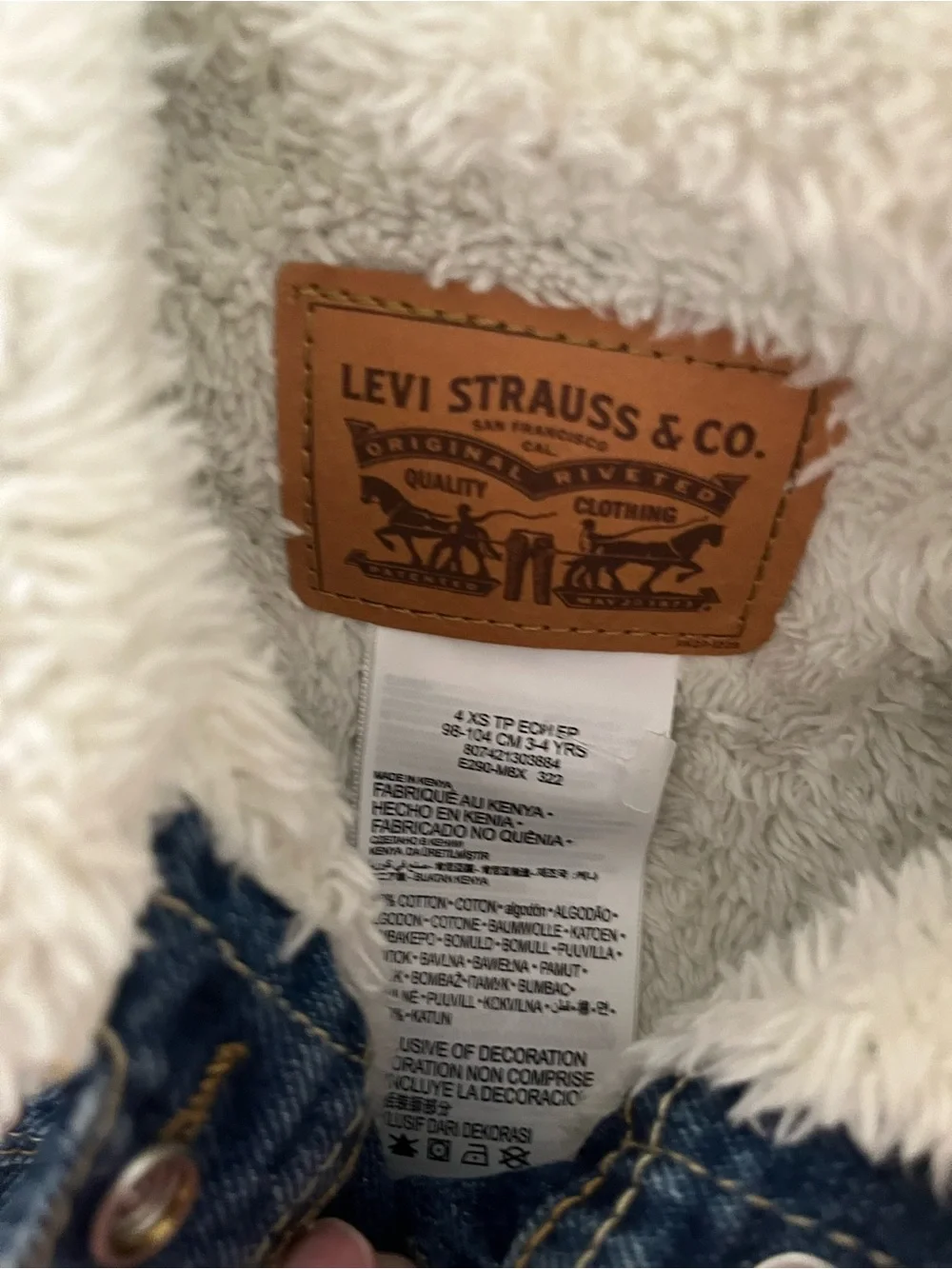 Levi's Kids Denim Jacket with Cream Sherpa Collar - Blue